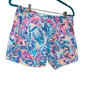 Lilly Pulitzer 5" Callan Shorts Serene blue seas the day Size 2 tropical fish